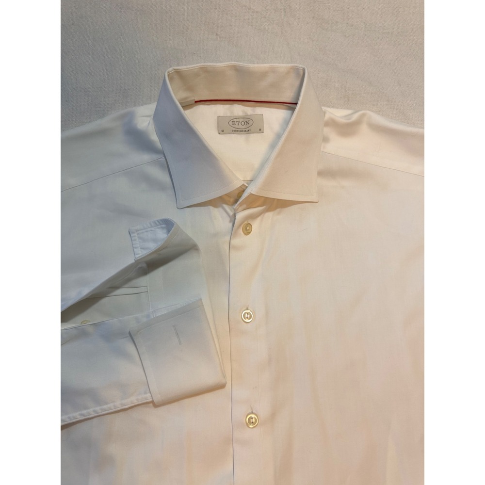 Eton Contemporary Fit White Twill French Cuff Dress Shirt Mens 16 41